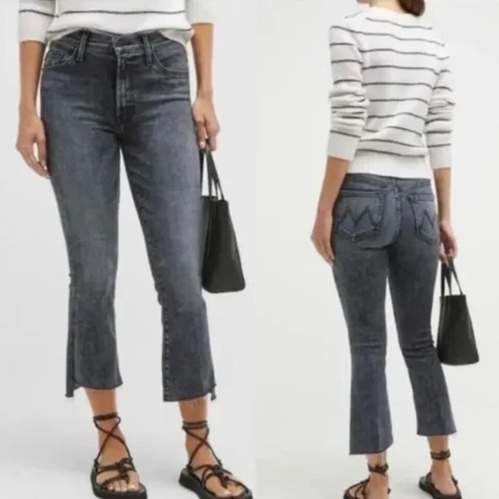 MOTHER The Insider Crop Step Fray‎ Womens 30 Acid Wash Train Stops Jeans